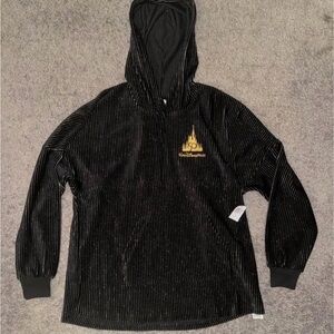 Black Hooded Sweater with Gold Logo